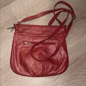 Elegant Red Leather Crossbody Bag